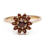 Anello vintage in oro 14k con granati, anni '60