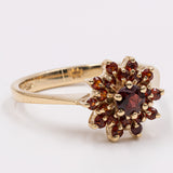 Anello vintage in oro 14k con granati, anni '60