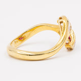 Anello vintage in oro giallo 18k con diamanti e rubini, anni '70