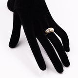 Anello vintage in oro giallo 18k con perla e diamanti, anni '70