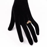 Anello vintage in oro giallo con zaffiro, rubino, smeraldo e diamanti(0.30ct), anni '70