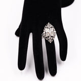 Anello vintage in oro bianco 18k con 1,75ct di diamanti, anni '50/'60