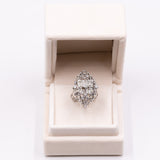 Anello vintage in oro bianco 18k con 1,75ct di diamanti, anni '50/'60