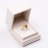 Anello vintage in oro giallo 18k con diamanti e rubini, anni '70