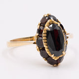 Anello vintage in oro giallo 18kt con granati, anni '60