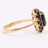 Anello vintage in oro giallo 18kt con granati, anni '60