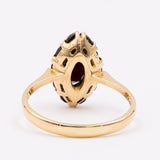 Anello vintage in oro giallo 18kt con granati, anni '60