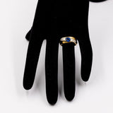 Anello vintage in oro giallo 18k con zaffiro (1ct) e diamanti (0.18ct), anni '60/'70