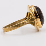 Anello vintage in oro giallo 18k con occhio di tigre, anni '70