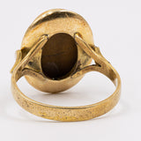 Anello vintage in oro giallo 18k con occhio di tigre, anni '70