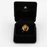 Anello vintage in oro giallo 18k con occhio di tigre, anni '70