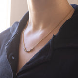 Collana vintage in oro 8K con granati e imitazioni di diamanti, anni '50/'60