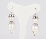 Snowman earrings with scaramazze pearls, gold, silver and precious stones