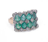 Anello in stile antico in oro 9K e argento con rubini/smeraldi/zaffiri e diamanti - Antichità Galliera