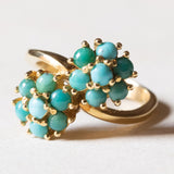 Anello Toi et Moi vintage in oro 18K con turchesi, anni '50/'60