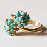 Anello Toi et Moi vintage in oro 18K con turchesi, anni '50/'60