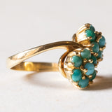 Anello Toi et Moi vintage in oro 18K con turchesi, anni '50/'60