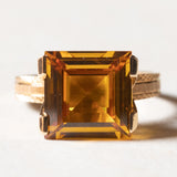 Anello vintage da cocktail in oro 18K con zaffiro arancione sintetico (7ct ca.), anni '60