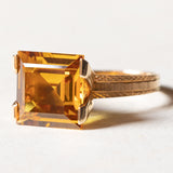 Anello vintage da cocktail in oro 18K con zaffiro arancione sintetico (7ct ca.), anni '60