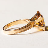 Anello vintage da cocktail in oro 18K con zaffiro arancione sintetico (7ct ca.), anni '60