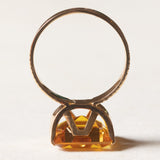 Anello vintage da cocktail in oro 18K con zaffiro arancione sintetico (7ct ca.), anni '60