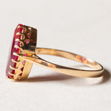 Anello vintage in oro 18K con rubino sintetico, anni '70