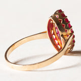 Anello vintage in oro 18K con rubino sintetico, anni '70