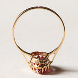 Anello vintage in oro 18K con rubino sintetico, anni '70