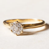 Anello vintage a margherita in oro 18K con diamanti (0.35ctw ca.), anni '70