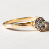Anello vintage a margherita in oro 18K con diamanti (0.35ctw ca.), anni '70