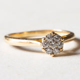 Anello vintage a margherita in oro 18K con diamanti (0.35ctw ca.), anni '70