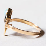 Anello antico in oro 18K con opale e paste di vetro verdi, anni '10/'20