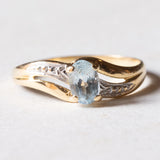 Anello vintage in oro 18K con topazio azzurro, anni '50/'60
