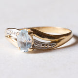 Anello vintage in oro 18K con topazio azzurro, anni '50/'60