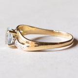 Anello vintage in oro 18K con topazio azzurro, anni '50/'60