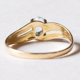 Anello vintage in oro 18K con topazio azzurro, anni '50/'60