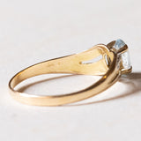Anello vintage in oro 18K con topazio azzurro, anni '50/'60