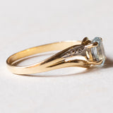 Anello vintage in oro 18K con topazio azzurro, anni '50/'60