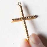 Ciondolo vintage a forma di croce in oro 18K, anni '70/'80