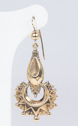 Orecchini antichi vittoriani in oro, seconda metà dell'800