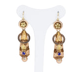 Antique Bourbon gold earrings with blue glass paste, second half of the 19th century