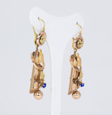 Antique Bourbon gold earrings with blue glass paste, second half of the 19th century