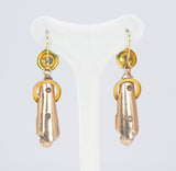 Antique Bourbon gold earrings with blue glass paste, second half of the 19th century