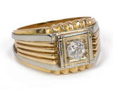 Anello da uomo in oro 18k bicolore con diamante (0.50ct) , anni 50
