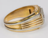 Anello da uomo in oro 18k bicolore con diamante (0.50ct) , anni 50