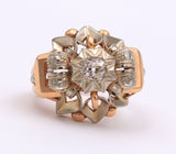 Anello in oro giallo e bianco 18 k con diamante centrale . Anni 50 - Antichità Galliera