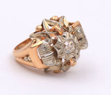 Anello in oro giallo e bianco 18 k con diamante centrale . Anni 50 - Antichità Galliera