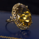 Vintage 18K gold ring with citrine quartz, 1950s