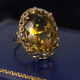 Vintage 18K gold ring with citrine quartz, 1950s