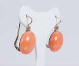 Orecchini in oro 18k con bottoni di corallo e rosette, anni 50